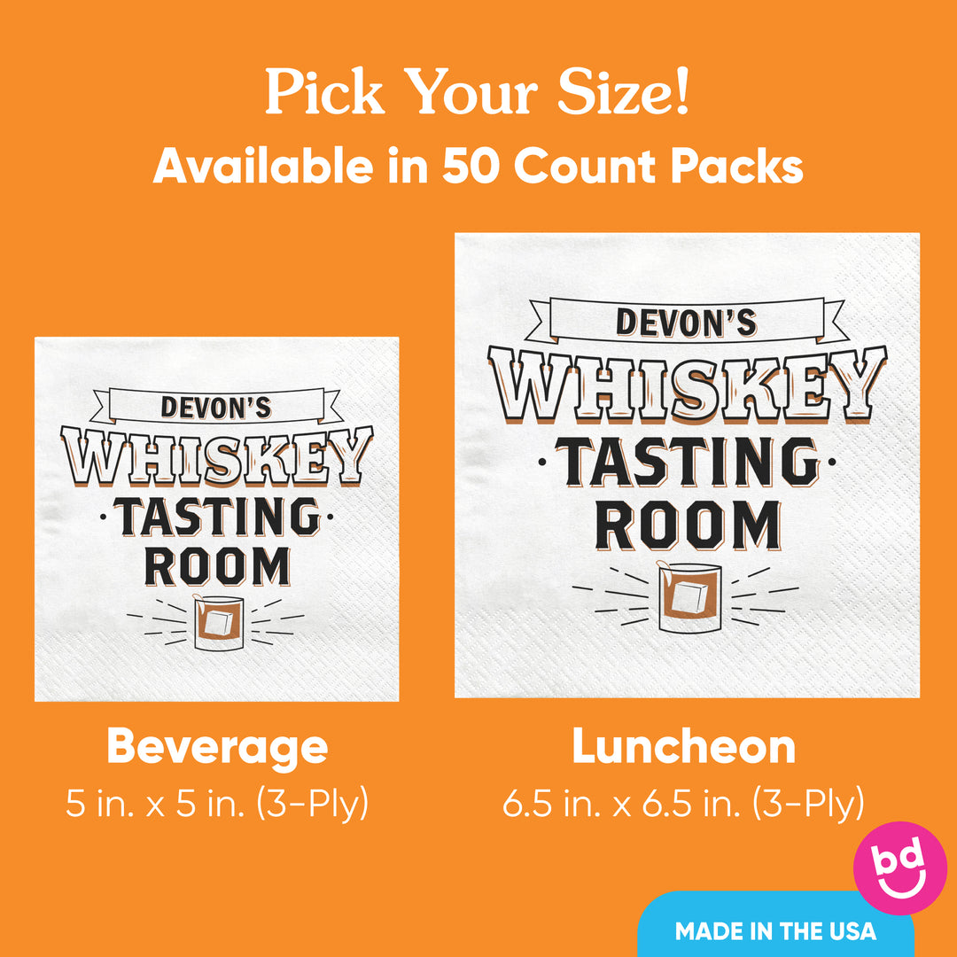 Custom Text - Whiskey Tasting Room Napkins - 50 Ct