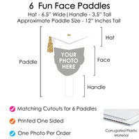 Custom Fun Face White & Gold Grad Paddles - 6 Ct