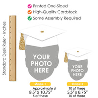 Custom Fun Face White & Gold Grad Cap Table Toppers - 15 Ct