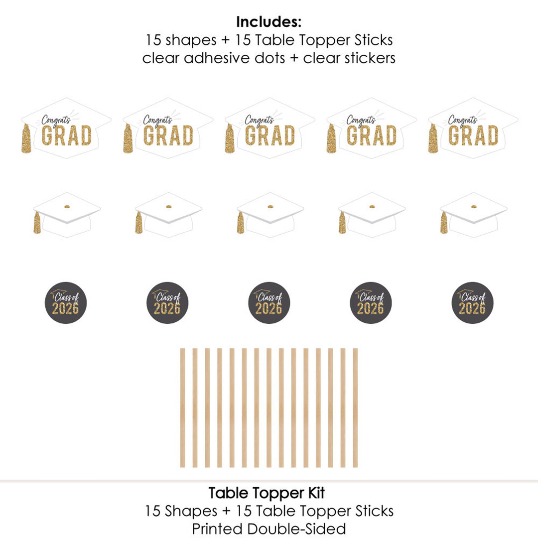 White & Gold Grad Table Toppers - 15 Ct
