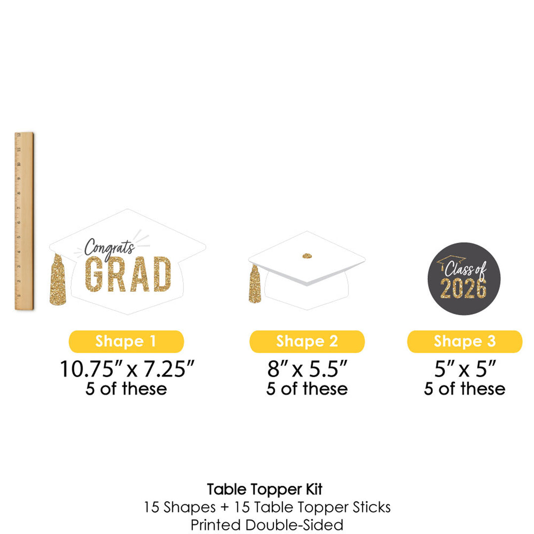 White & Gold Grad Table Toppers - 15 Ct