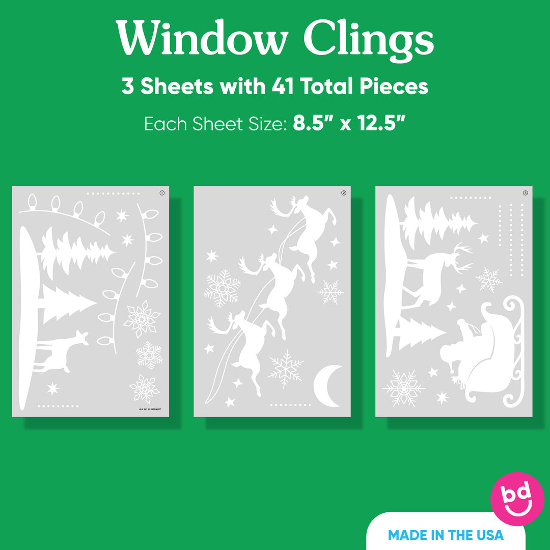 White Christmas Window Clings