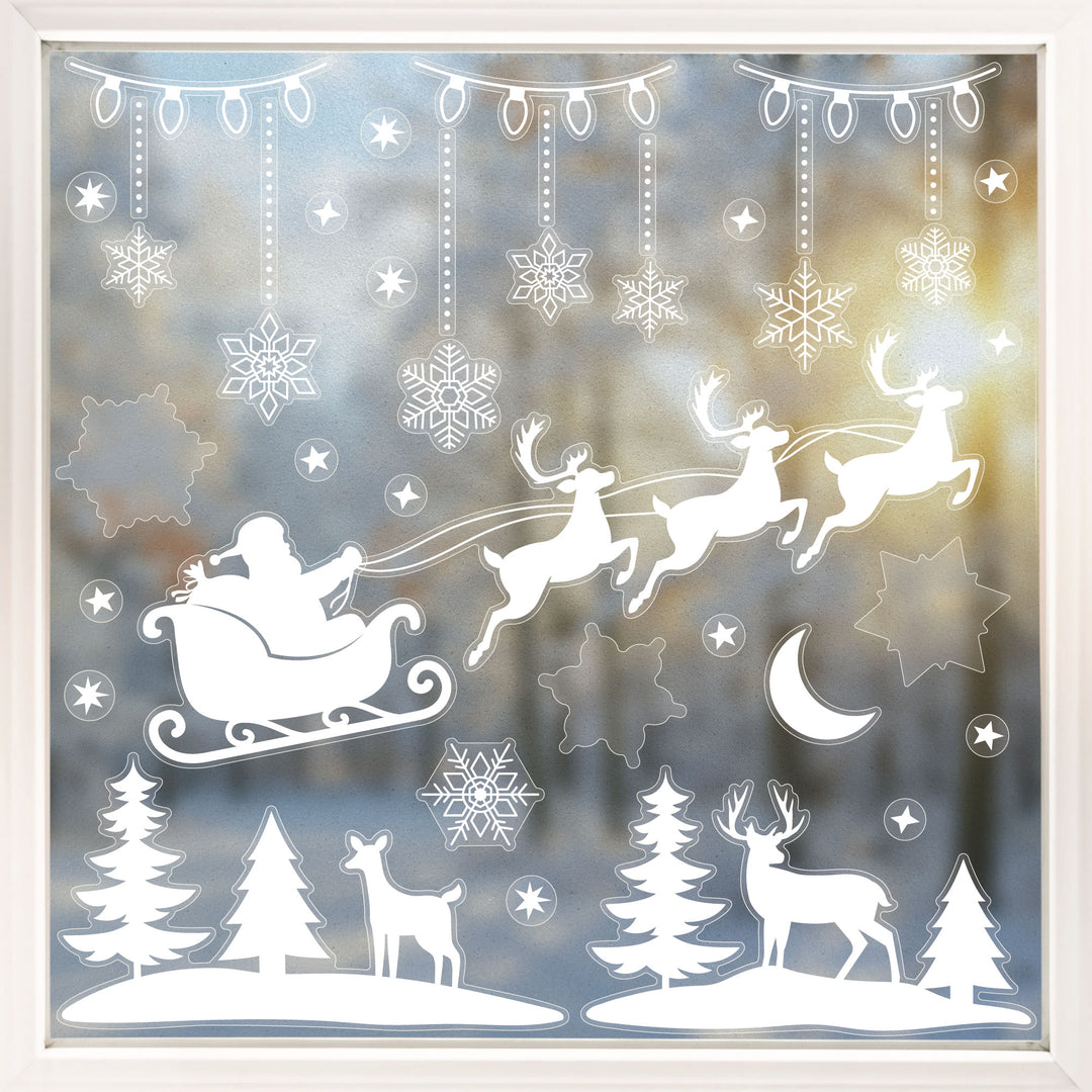 White Christmas Window Clings