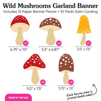 Wild Mushroom Garland Banner - 15 Pc