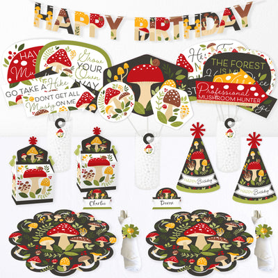 Wild Mushrooms - Red Toadstool Happy Birthday Party Supplies Kit - Ready to Party Pack - 8 Guests