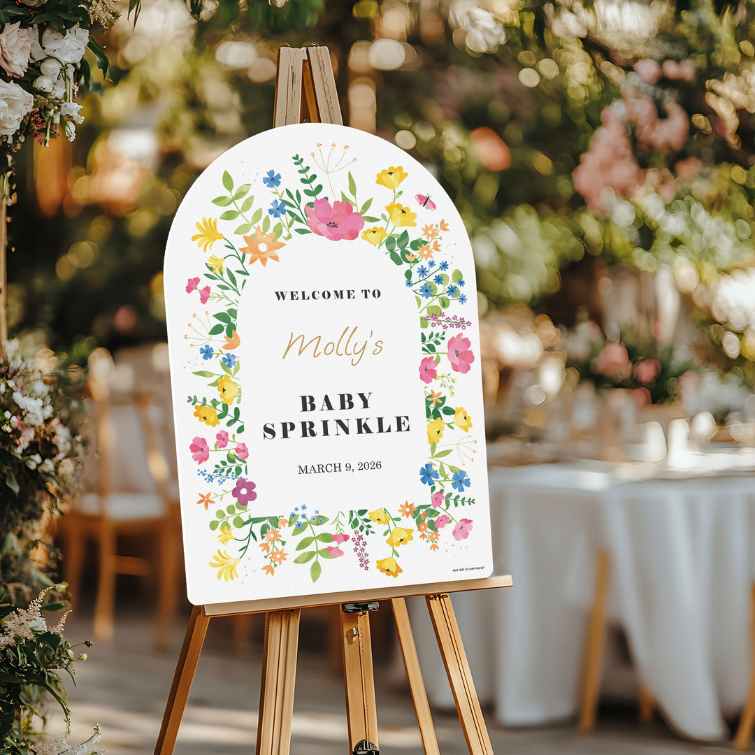 Custom Text Wildflowers Baby Shower Welcome Sign