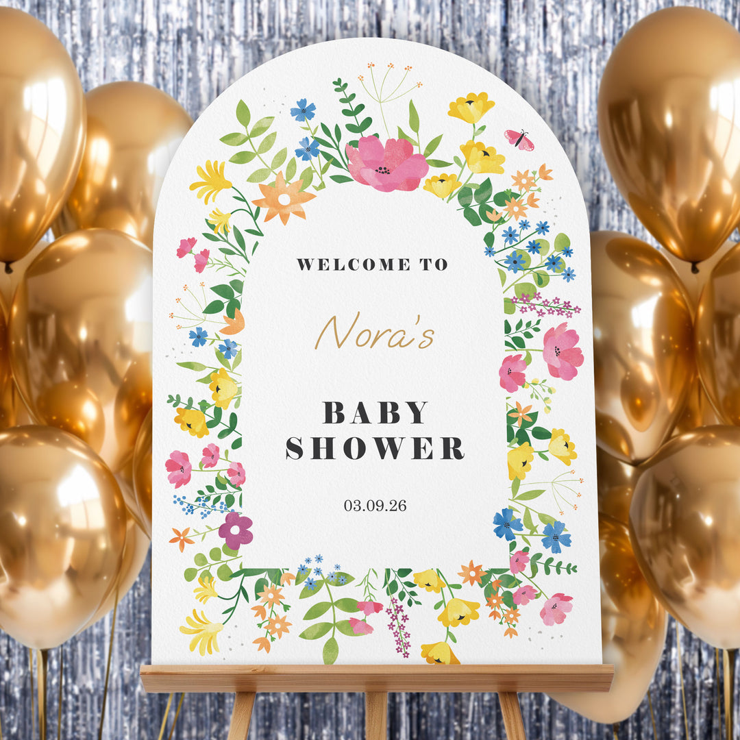 Custom Text Wildflowers Baby Shower Welcome Sign