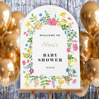 Custom Text Wildflowers Baby Shower Welcome Sign