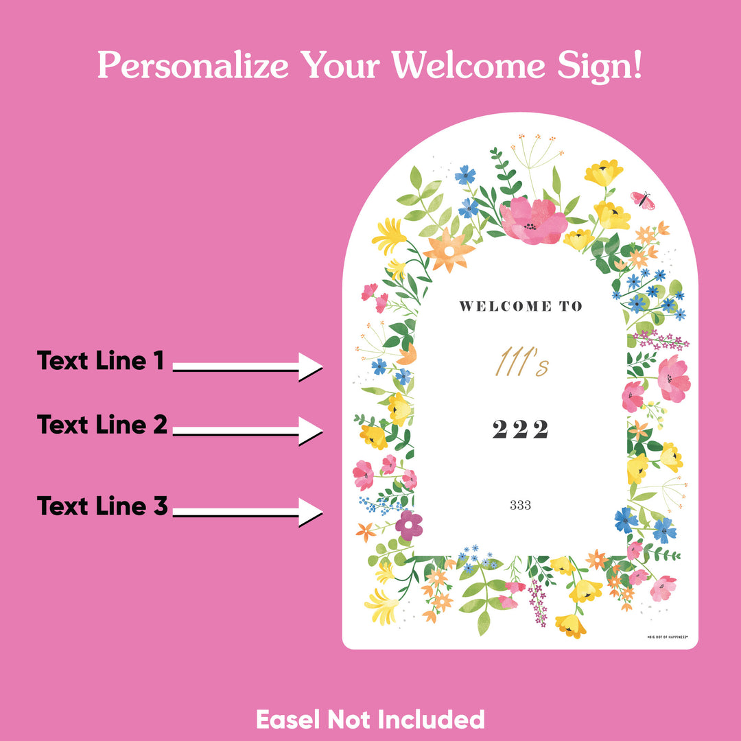 Custom Text Wildflowers Baby Shower Welcome Sign