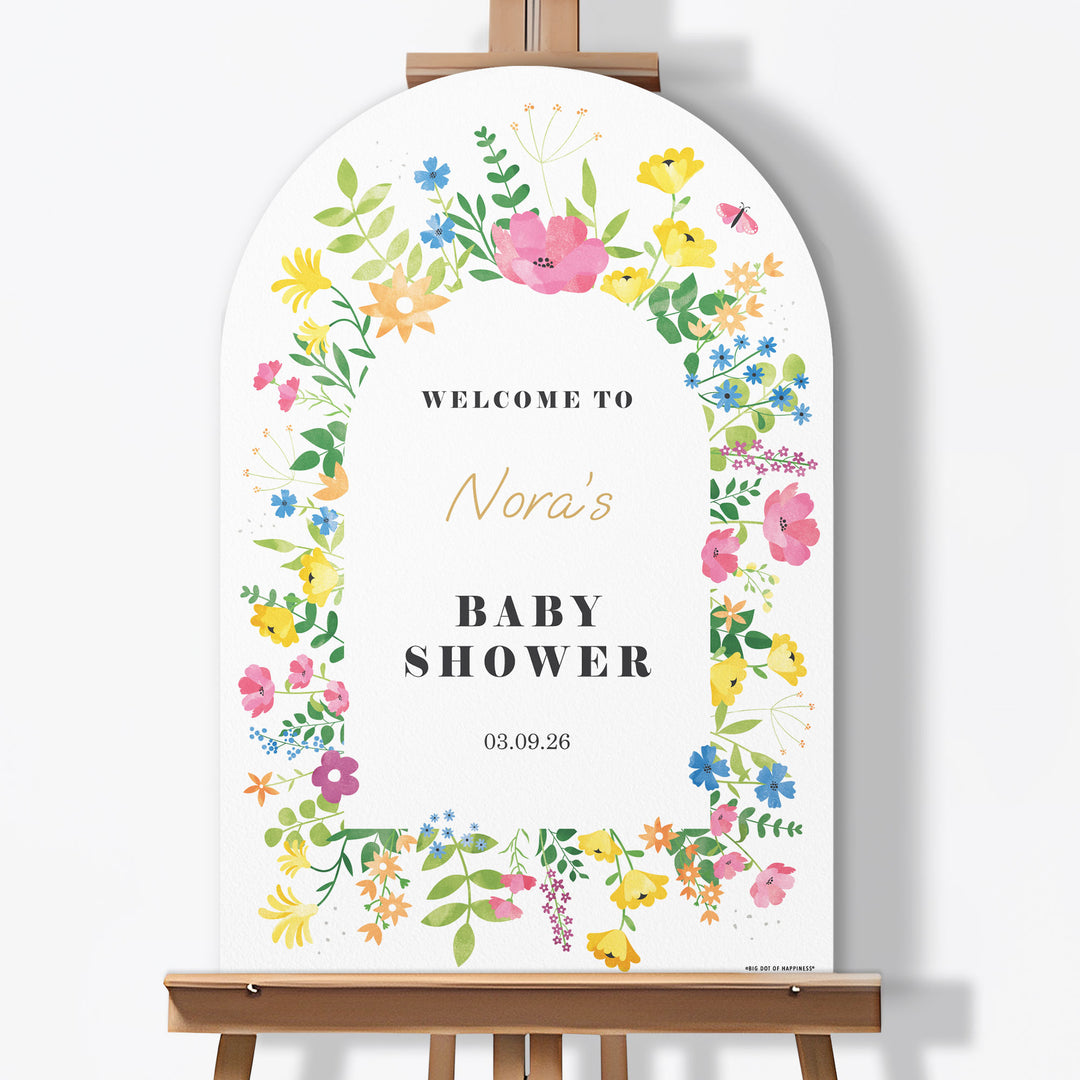 Custom Text Wildflowers Baby Shower Welcome Sign