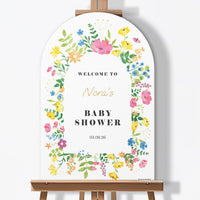 Custom Text Wildflowers Baby Shower Welcome Sign
