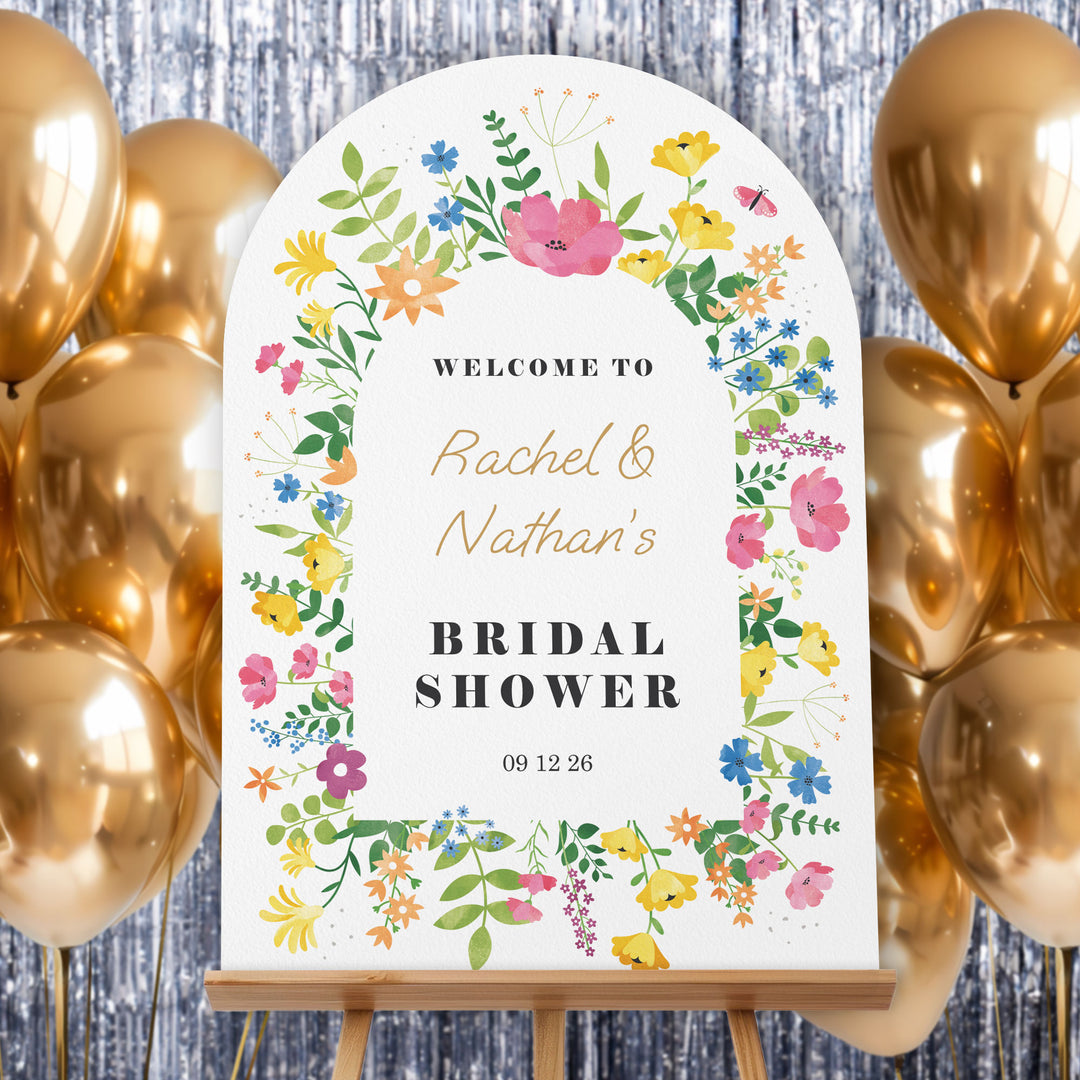 Personalized Text Wildflowers Bridal Shower Welcome Sign (Select Your Size)