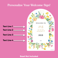 Personalized Text Wildflowers Bridal Shower Welcome Sign (Select Your Size)