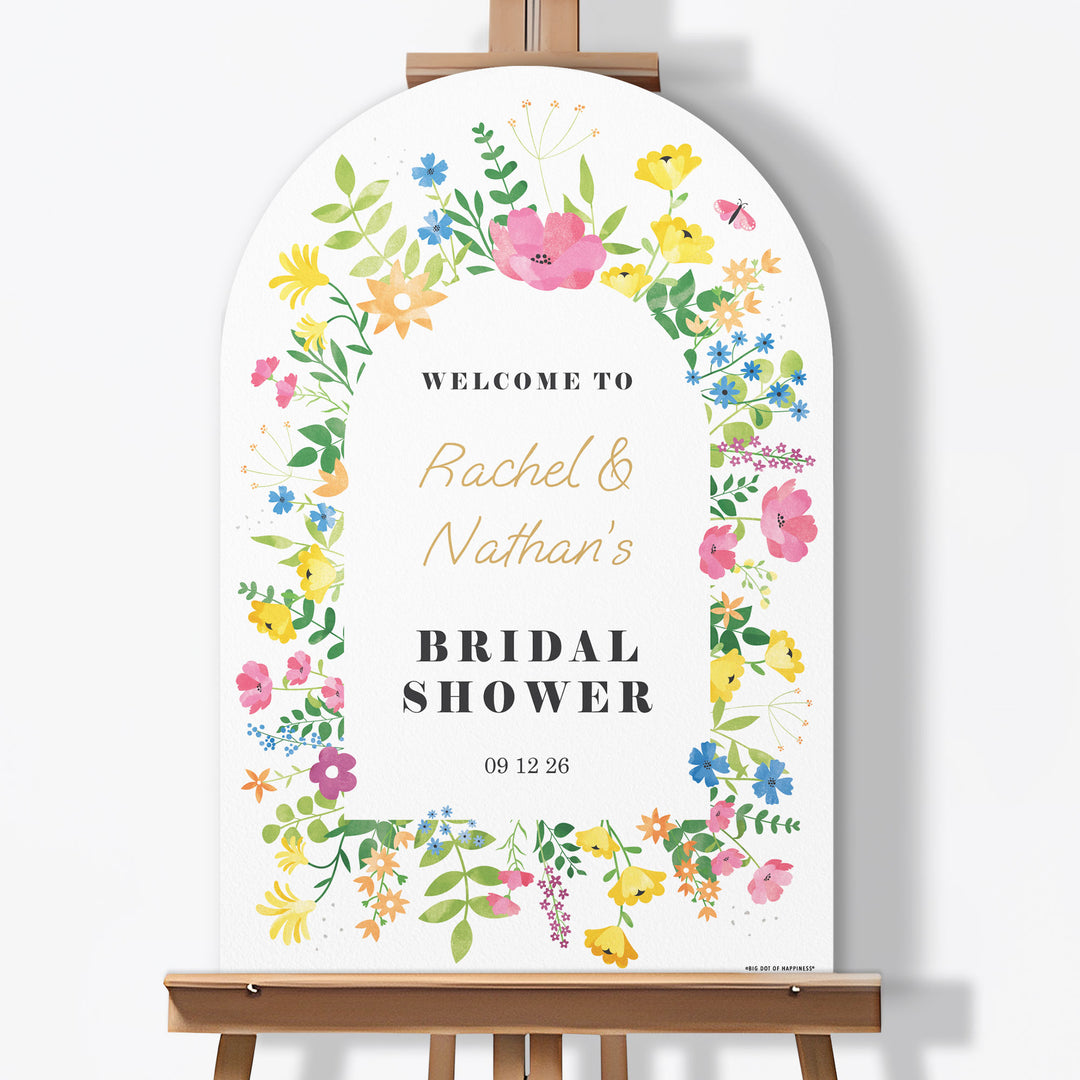 Personalized Text Wildflowers Bridal Shower Welcome Sign (Select Your Size)