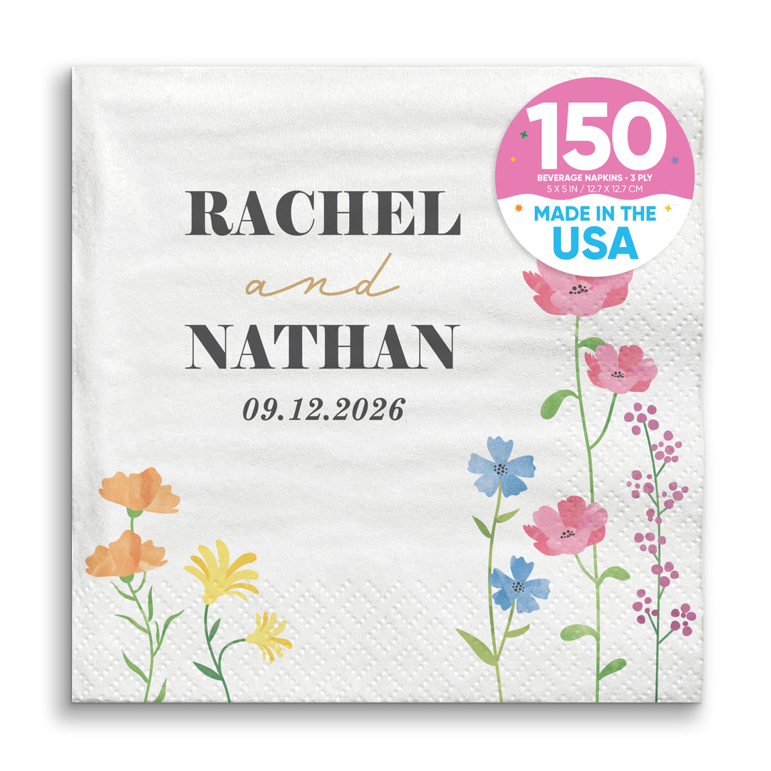 Custom Text - Wildflowers Bridal Napkins