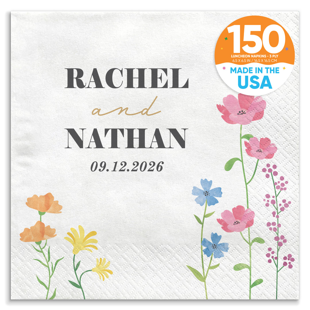 Custom Text - Wildflowers Bridal Napkins