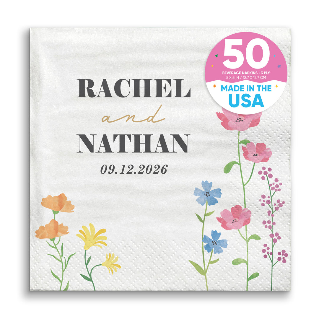 Custom Text - Wildflowers Bridal Napkins