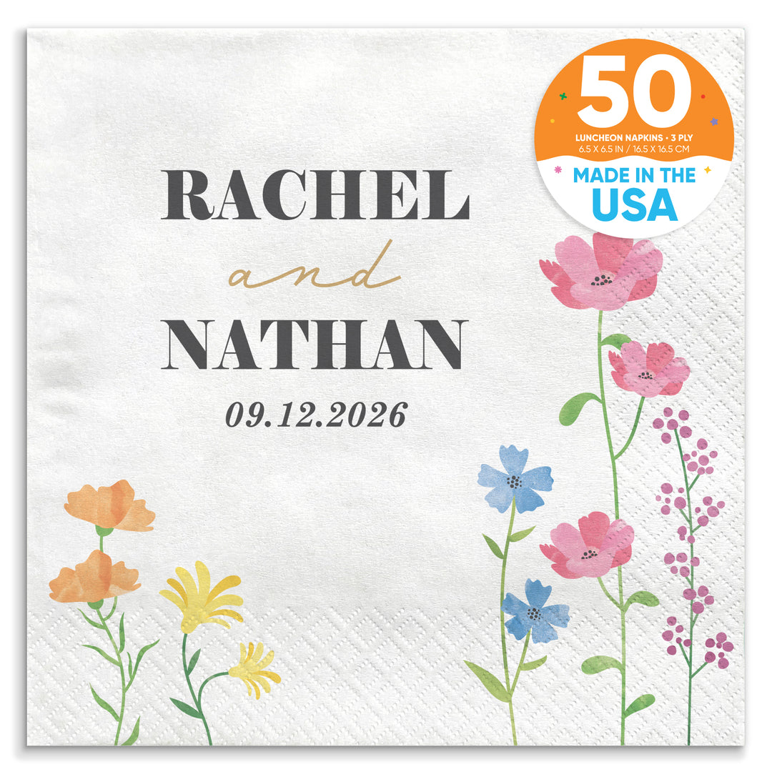 Custom Text - Wildflowers Bridal Napkins