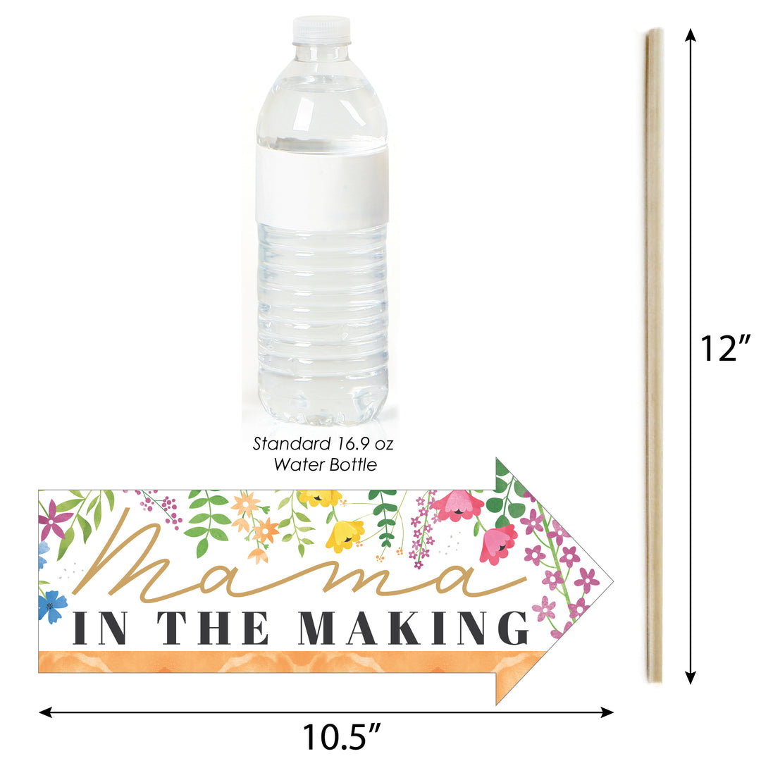 Funny Wildflowers Baby - Boho Floral Baby Shower Photo Booth Props Kit - 10 Piece