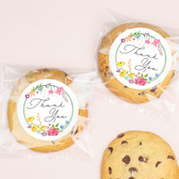 Wildflowers Thank You Wedding Stickers & Clear Cookie Bags - 25 Ct