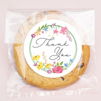 Wildflowers Thank You Wedding Stickers & Clear Cookie Bags - 25 Ct