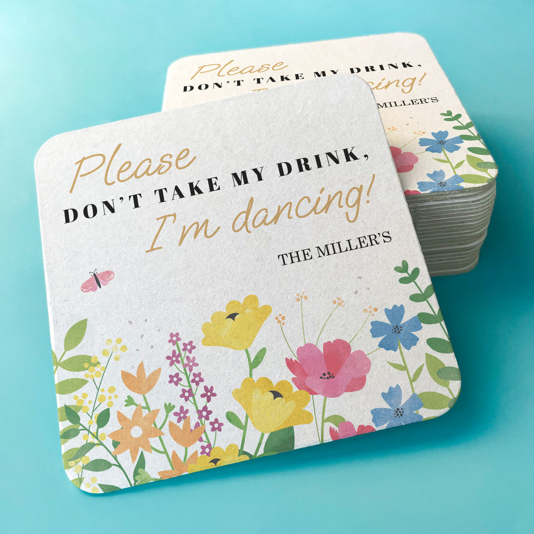 Custom Text Coasters - Wildflowers