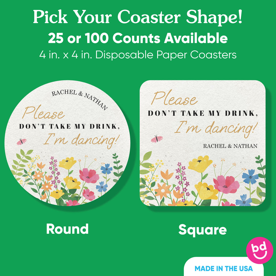 Custom Text Coasters - Wildflowers