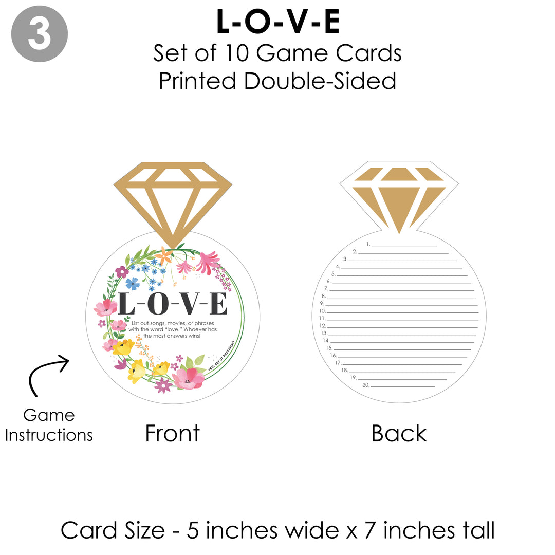 Wildflowers Bride - 4 Boho Floral Bridal Shower Games - 10 Cards Each - Who Knows The Bride Best, Bride or Groom Quiz, What’s in Your Purse and Love - Gamerific Bundle