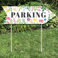 Wildflowers Wedding Parking Signs - Boho Floral Wedding Sign Arrow - Double Sided Directional Yard Signs - Set of 2