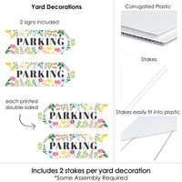 Wildflowers Wedding Parking Signs - Boho Floral Wedding Sign Arrow - Double Sided Directional Yard Signs - Set of 2