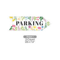 Wildflowers Wedding Parking Signs - Boho Floral Wedding Sign Arrow - Double Sided Directional Yard Signs - Set of 2