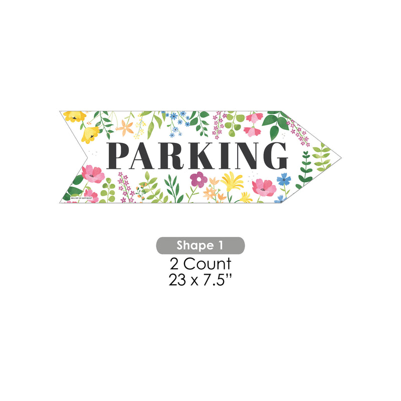 Wildflowers Wedding Parking Signs - Boho Floral Wedding Sign Arrow - Double Sided Directional Yard Signs - Set of 2
