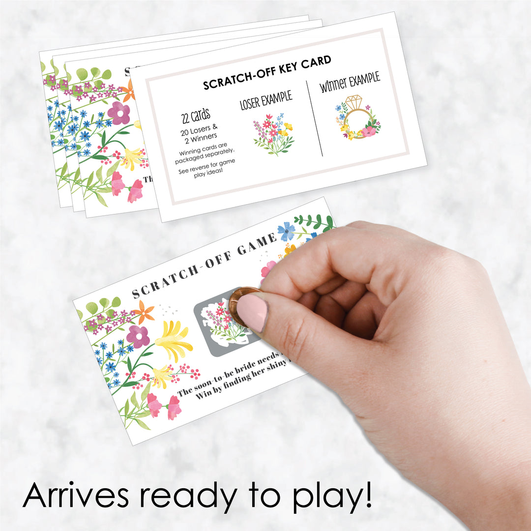 Wildflowers Bride - Boho Floral Bridal Shower and Wedding Party Game Scratch Off Cards - 22 Count