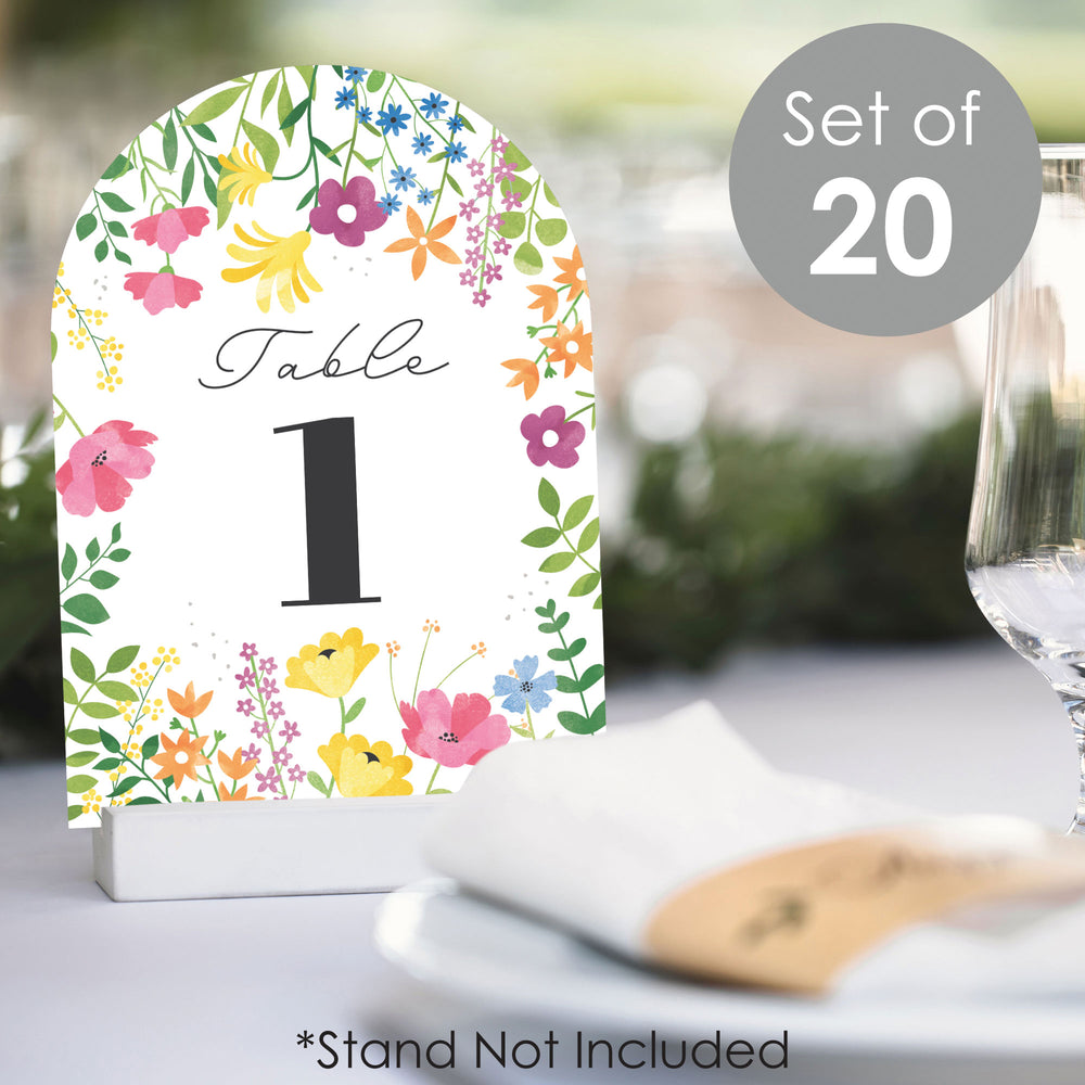 Wildflowers Bride - Boho Floral Bridal Shower and Wedding Party Double-Sided 5 x 7 inches Cards - Table Numbers - 1-20