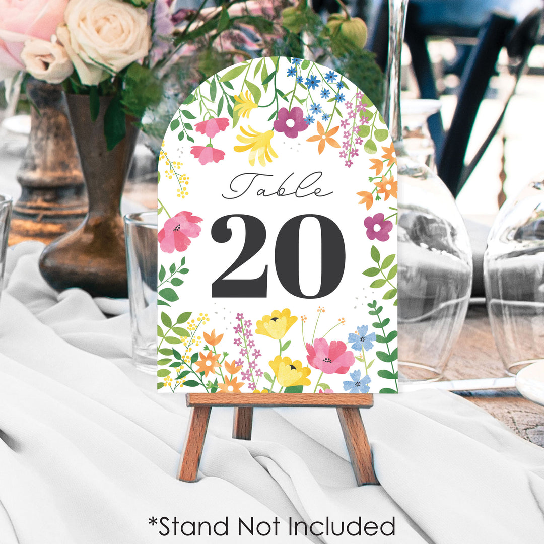 Wildflowers Bride - Boho Floral Bridal Shower and Wedding Party Double-Sided 5 x 7 inches Cards - Table Numbers - 1-20