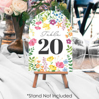 Wildflowers Bride - Boho Floral Bridal Shower and Wedding Party Double-Sided 5 x 7 inches Cards - Table Numbers - 1-20
