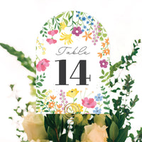 Wildflowers Bride - Boho Floral Bridal Shower and Wedding Party Double-Sided 5 x 7 inches Cards - Table Numbers - 1-20