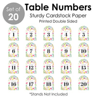 Wildflowers Bride - Boho Floral Bridal Shower and Wedding Party Double-Sided 5 x 7 inches Cards - Table Numbers - 1-20