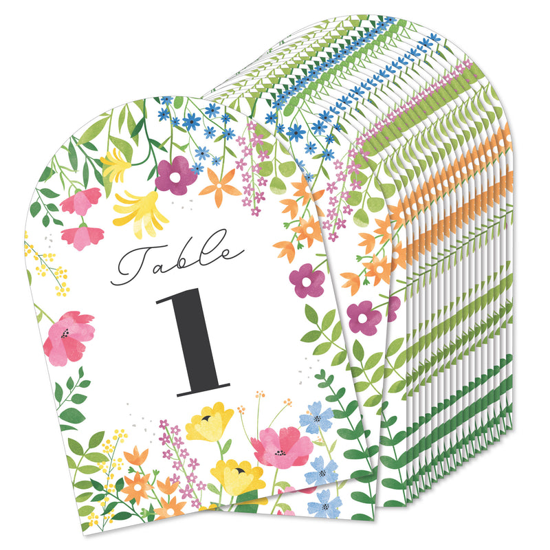 Wildflowers Bride - Boho Floral Bridal Shower and Wedding Party Double-Sided 5 x 7 inches Cards - Table Numbers - 1-20