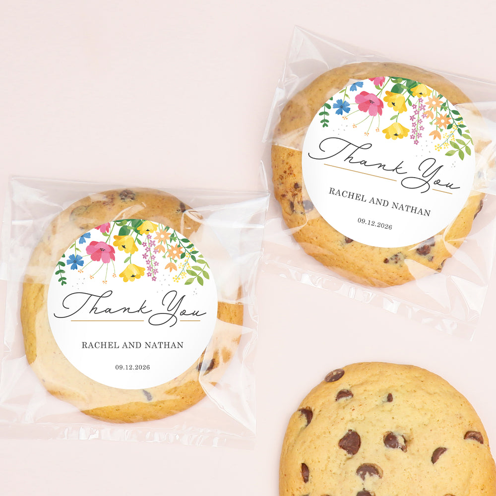 Custom Text Stickers & Clear Cookie Bags -  Wildflowers