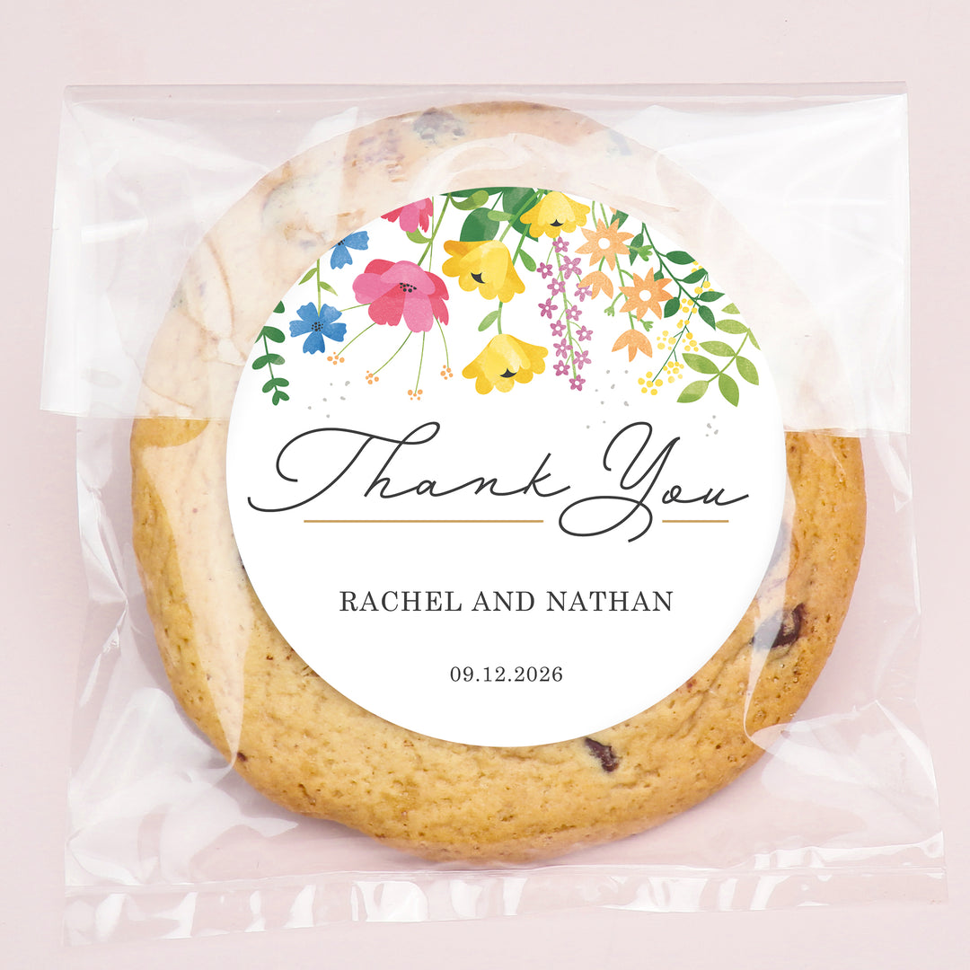 Custom Text Stickers & Clear Cookie Bags -  Wildflowers