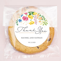 Custom Text Stickers & Clear Cookie Bags -  Wildflowers