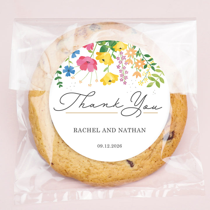 Custom Text Stickers & Clear Cookie Bags -  Wildflowers