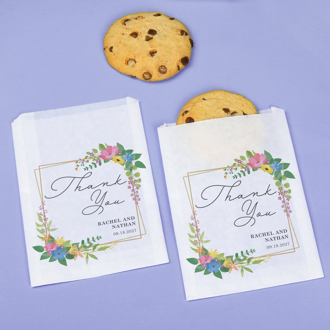 Custom Text Paper Treat Bags - Wildflowers - 100 Ct