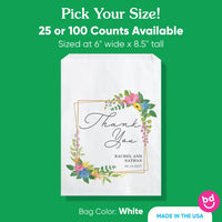 Custom Text Paper Treat Bags - Wildflowers - 100 Ct