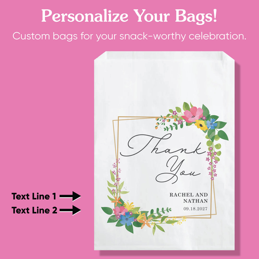 Custom Text Paper Treat Bags - Wildflowers - 100 Ct