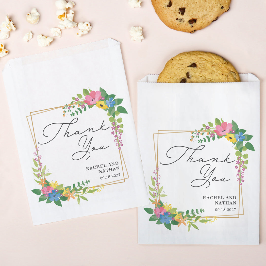 Custom Text Paper Treat Bags - Wildflowers - 100 Ct