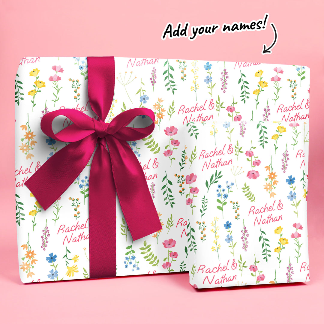 Custom Text Wrapping Paper - Wildflowers