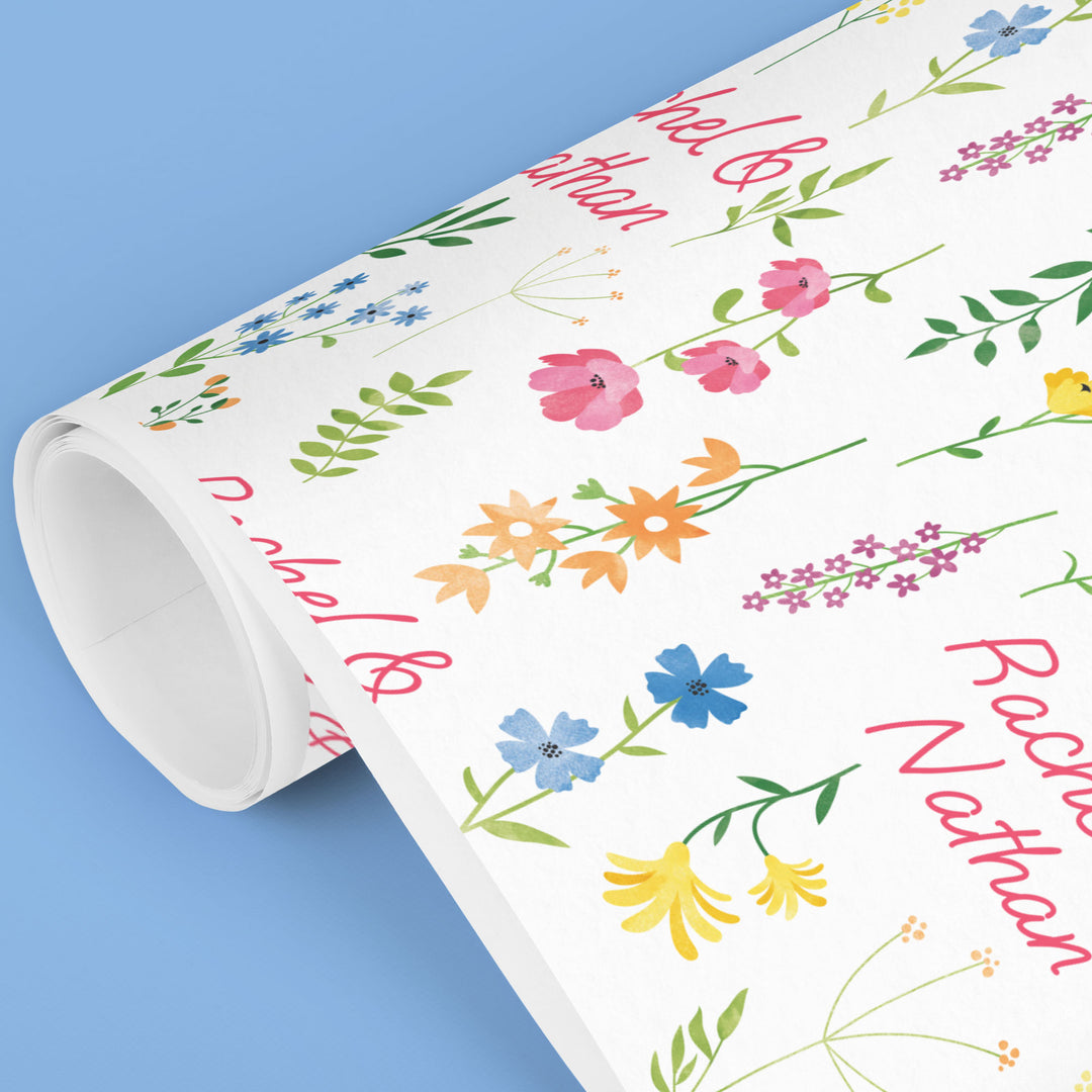 Custom Text Wrapping Paper - Wildflowers