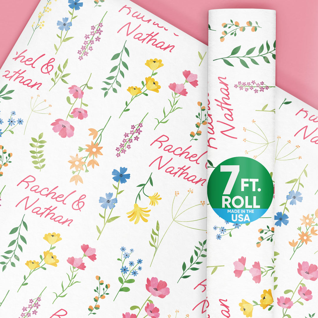 Custom Text Wrapping Paper - Wildflowers